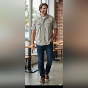 Croft & Barrow Men's Gray Casual Button Down Shirt Size Large (EUC)